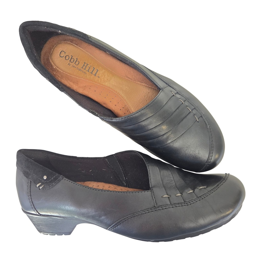 Cobb Hill by New Balance Womens Black Leather Pleated Slip On Pumps 9W CBW07BK
